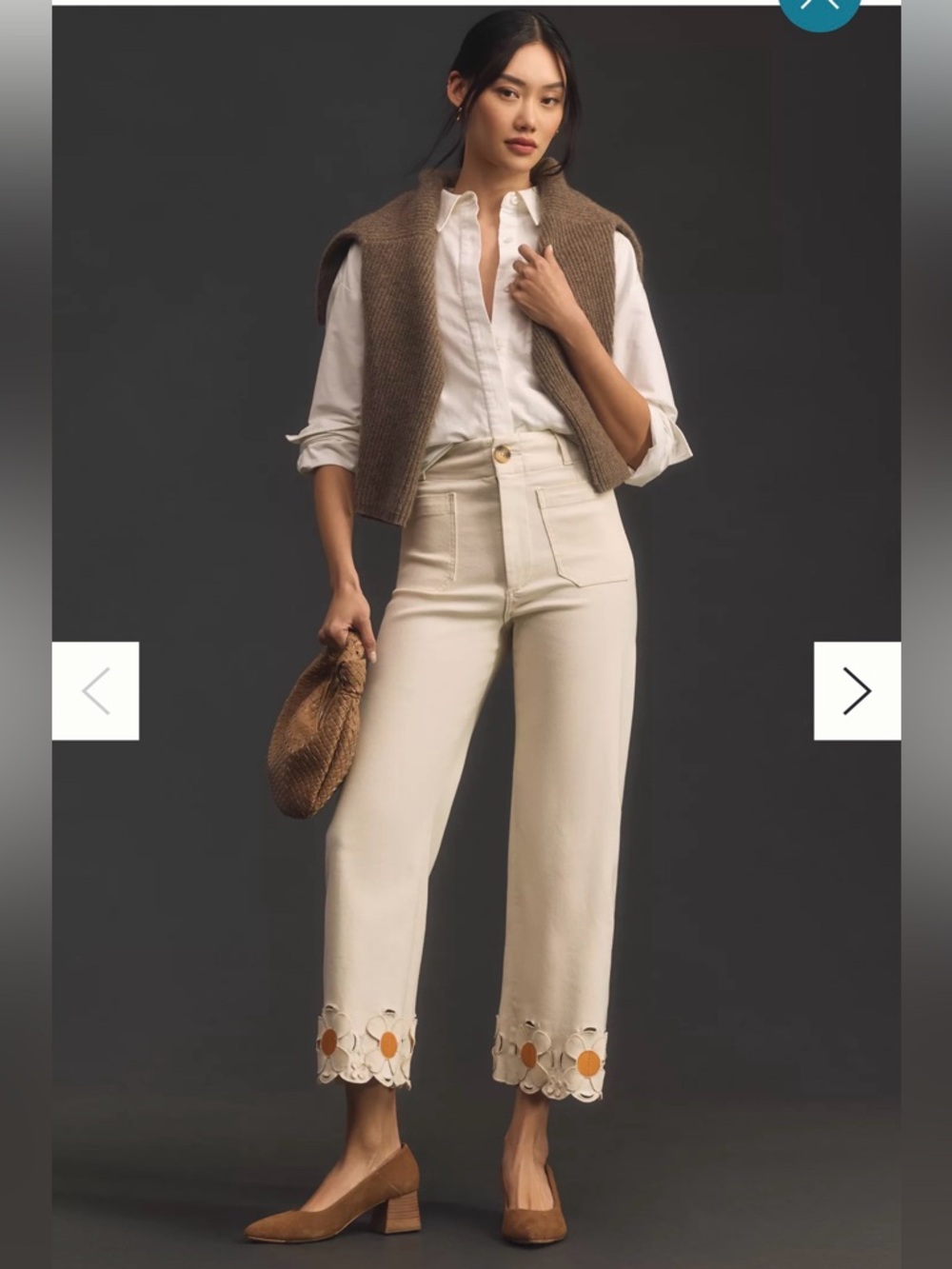 The Colette Denim Cropped Wide-Leg Jeans by Maeve